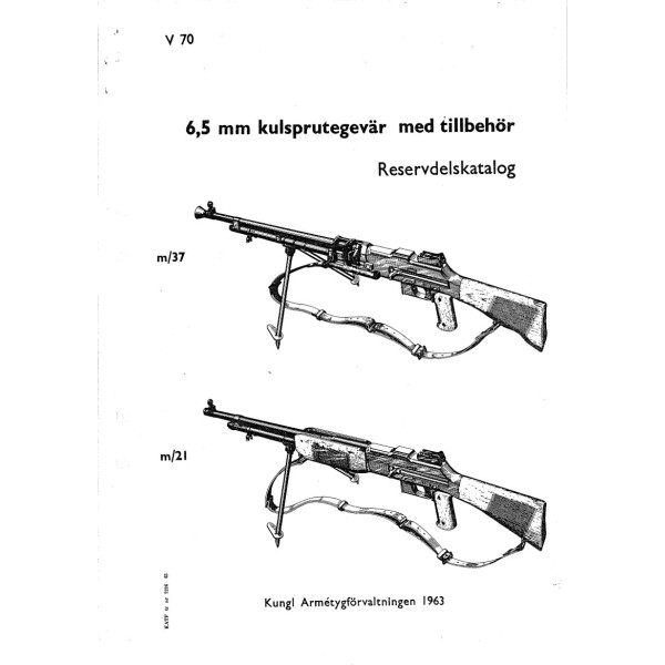 Reservdelskatalog 6,5 mm kulsprutegevär