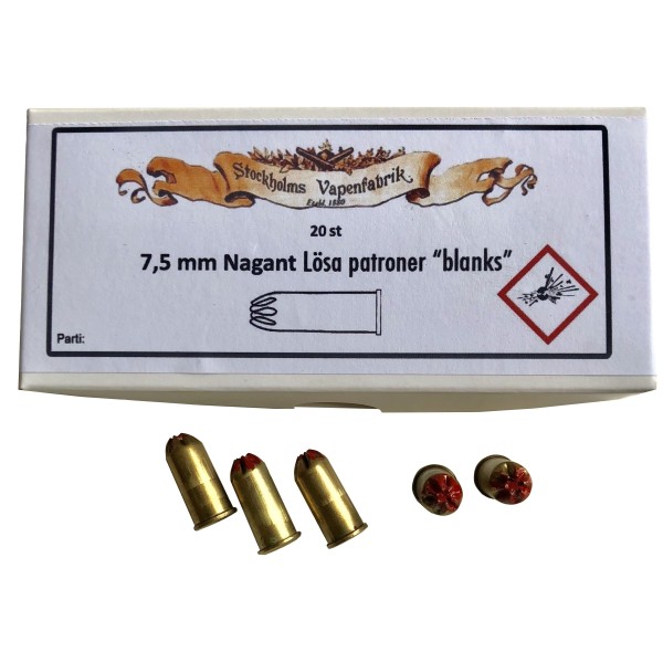 Blanks Löspatron 7,5mm Nagant ask om 20 st