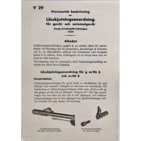Beskrivning Lösskjutningsanordning m/96